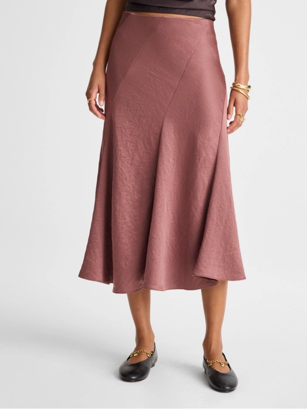 NWT! MADEWELL Women’s Bias-Cut Slip Midi Skirt in Satin, Burnt Soil, Size 2 - Picture 2 of 16